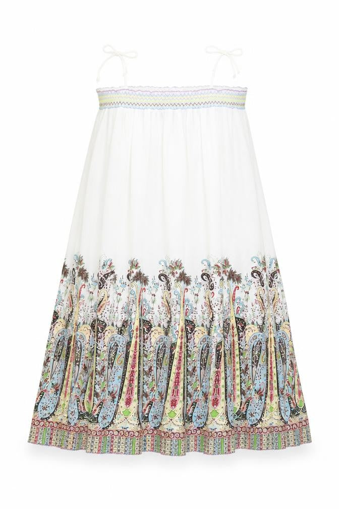 Front view of In Town women’s white paisley a-line, size UK 8