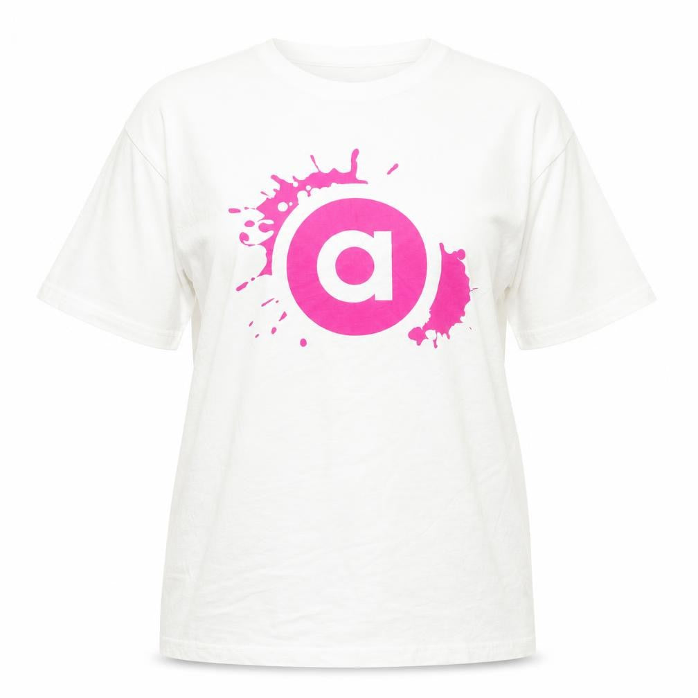 Front view of Star World women’s white basic t-shirt, size M, - addictive merchandise