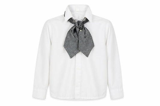 Front view of Preworn boys’ white basic button-up, size 4, years - with neck tie