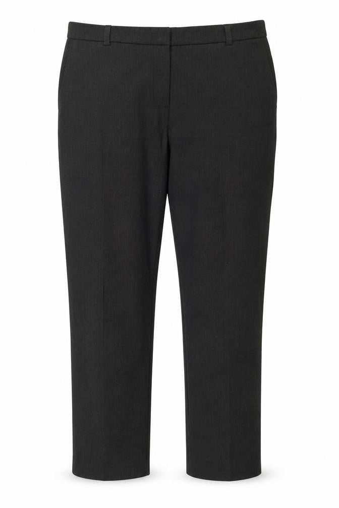 Front view of Marks & Spencer women’s grey trousers, size UK 14, 26-inch leg
