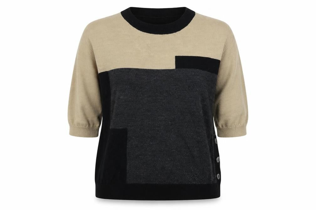 Front view of Marks & Spencer women’s beige jumper, size UK 12