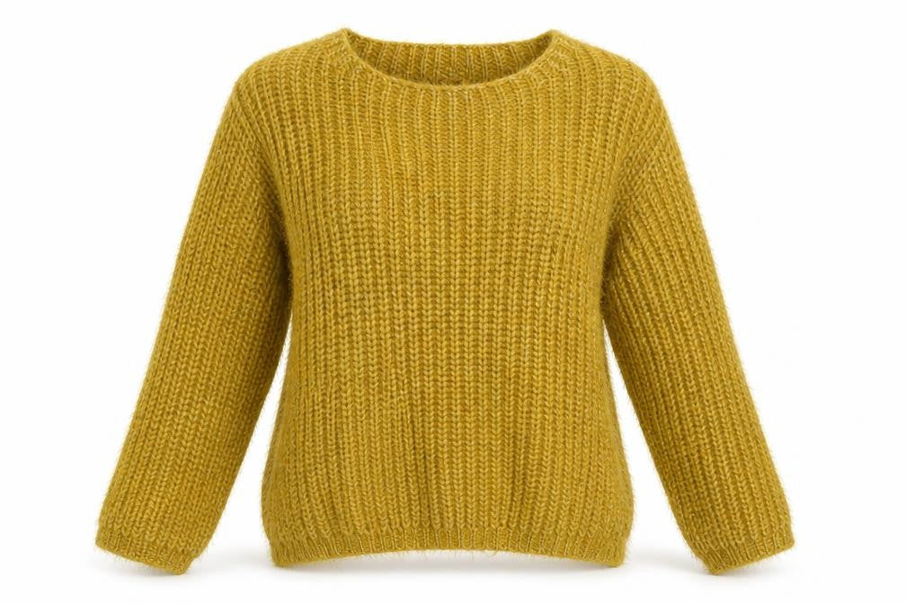 Front view of Marks & Spencer women’s yellow jumper, size UK 8