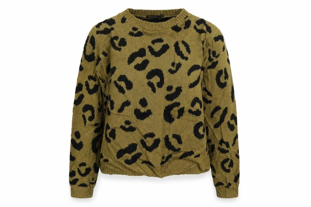 Front view of Boohoo women’s brown animal print jumper, size M
