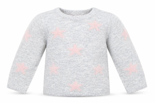 Front view of Primark Baby Grey Geometric jumper, size 12-18, Months - STARS