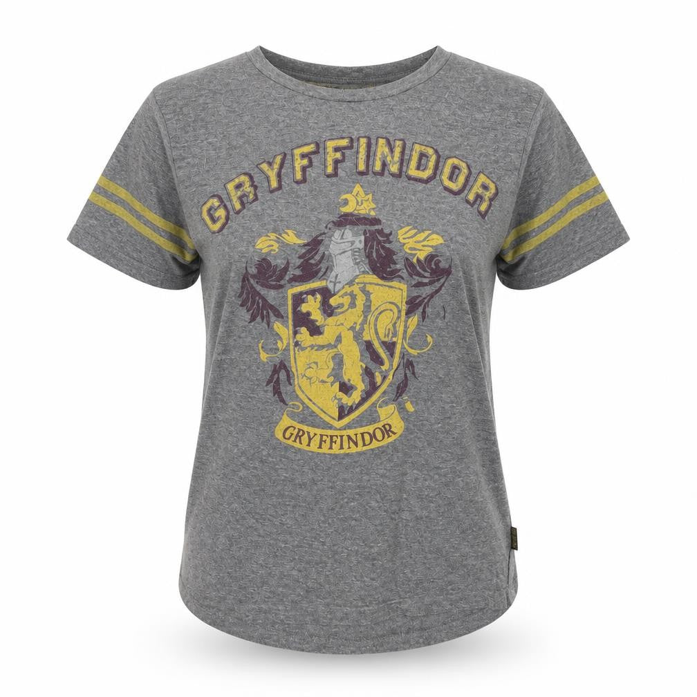 Front view of Love To Lounge women’s grey basic t-shirt, size XS, - gryffindor