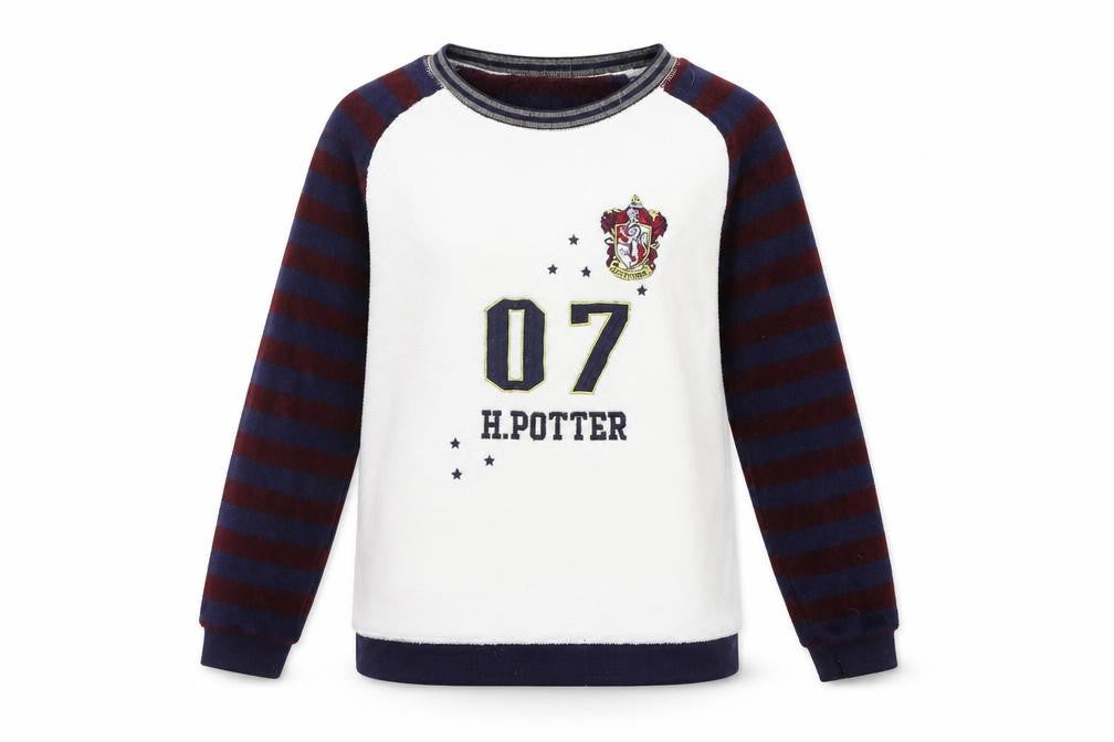 Front view of Love To Lounge women’s white solid top pyjama top, size S, - harry potter
