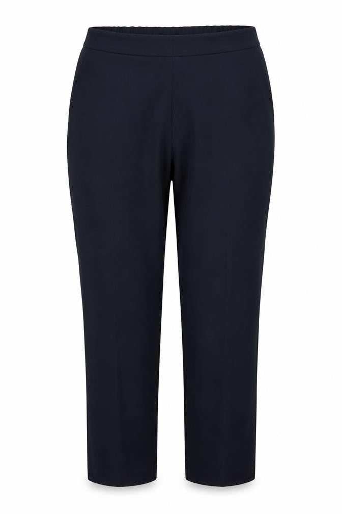 Front view of Marks & Spencer women’s blue trousers, size UK 16, 26-inch leg