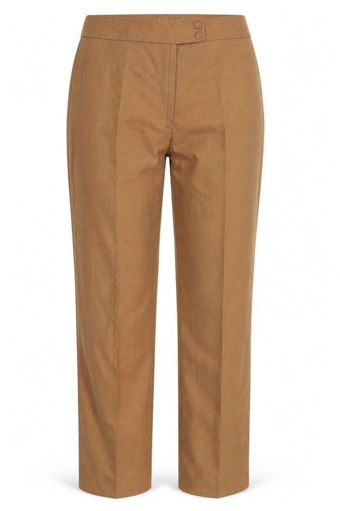 Front view of trevira women’s brown trousers, size UK 18, 32-inch leg