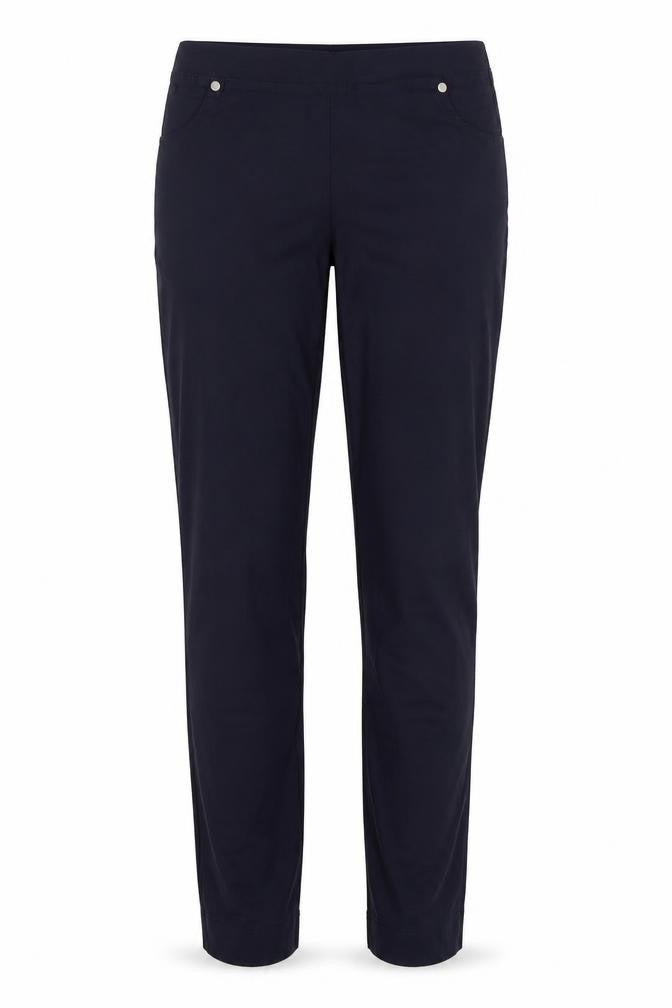 Front view of Preworn women’s blue trousers, size UK 6, 30-inch leg