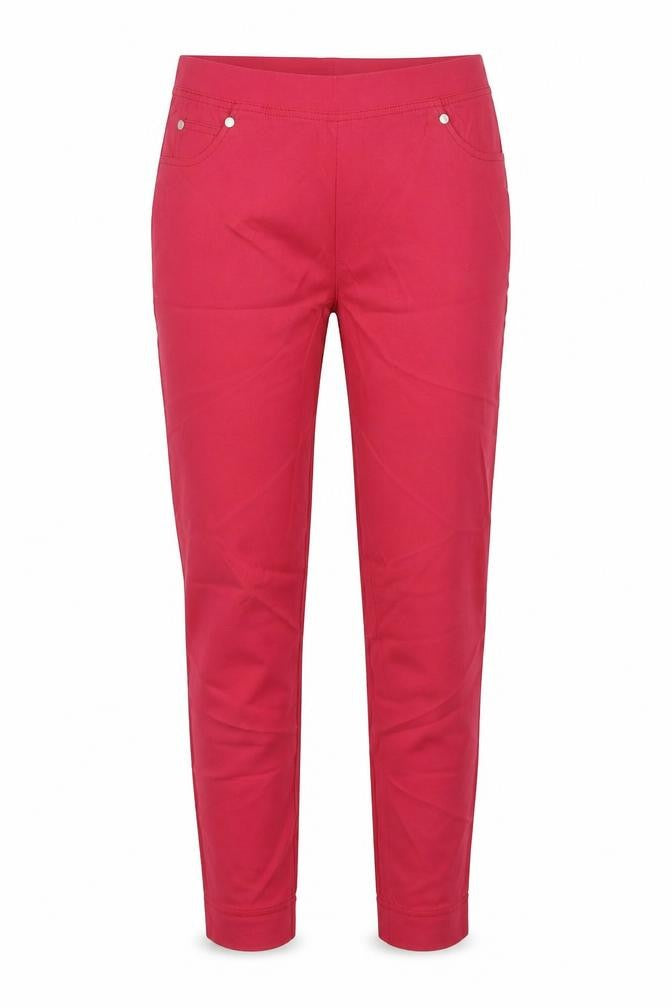 Front view of Preworn women’s pink trousers, size UK 8, 30-inch leg