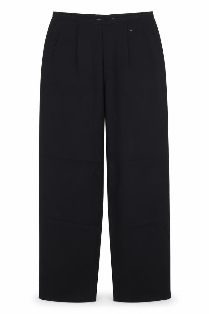 Front view of Preworn women’s blue trousers, size UK 10, 30-inch leg