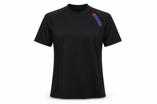 Front view of sabolay women’s black basic t-shirt, size L