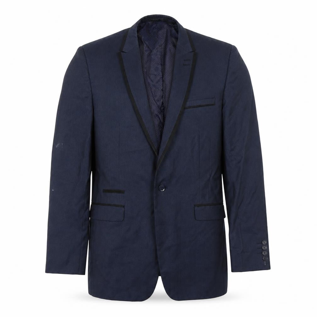 Front view of Preworn men’s blue jacket suit jacket, size L