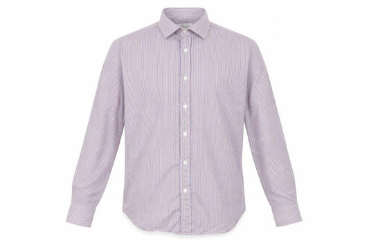 Front view of t m jewin men’s multicoloured striped dress shirt, size 34