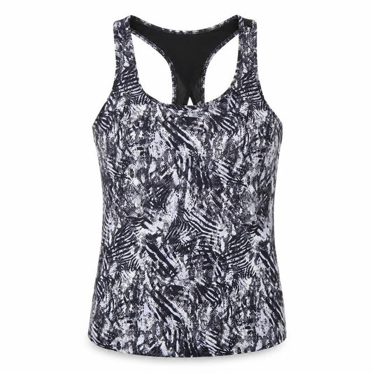 Front view of athletic woks women’s multicoloured geometric basic t-shirt, size M