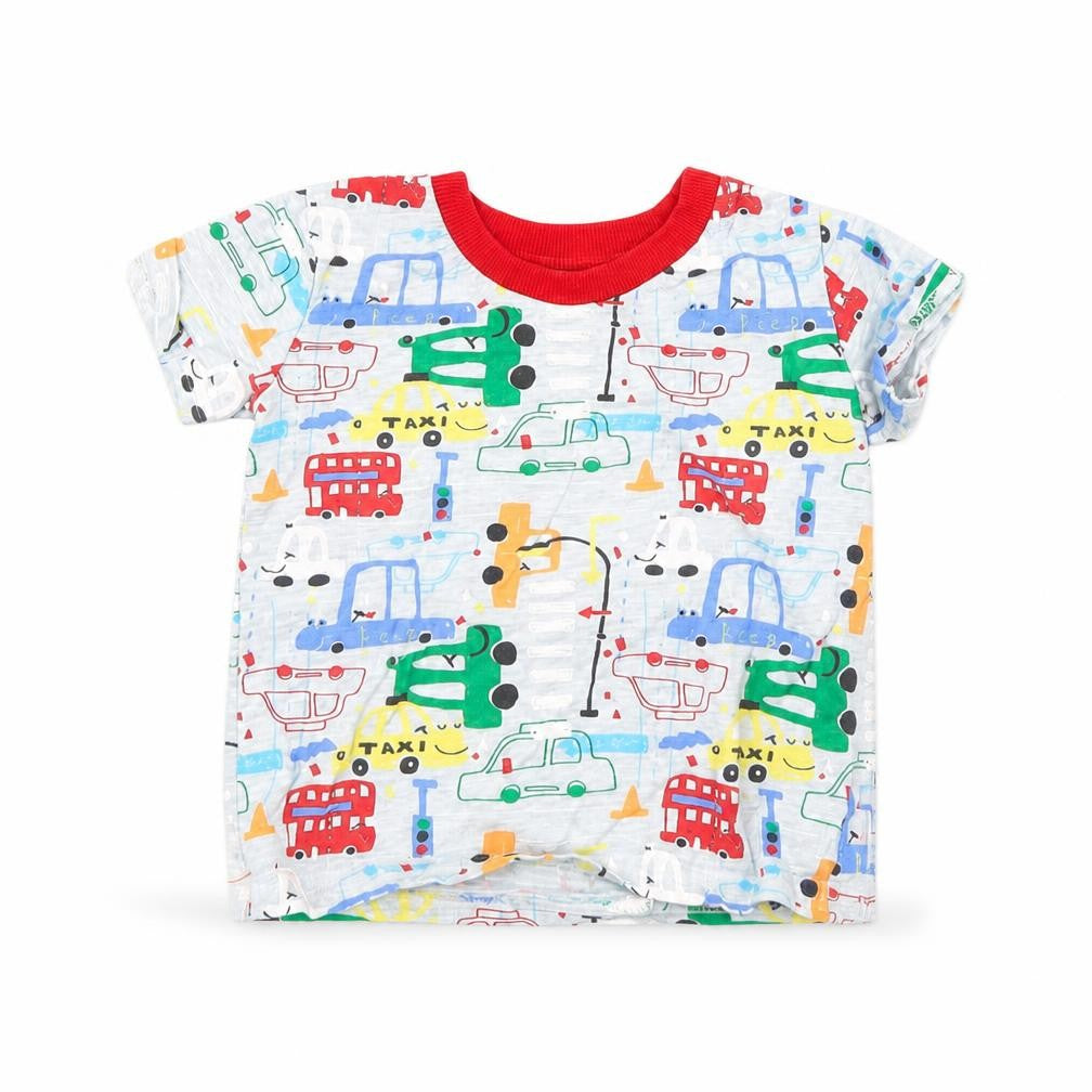George Baby Grey Spotted  Basic T-Shirt Size 9-12 Months  - Cars