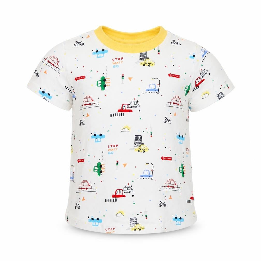 George Baby White Spotted  Basic T-Shirt Size 9-12 Months  - Cars