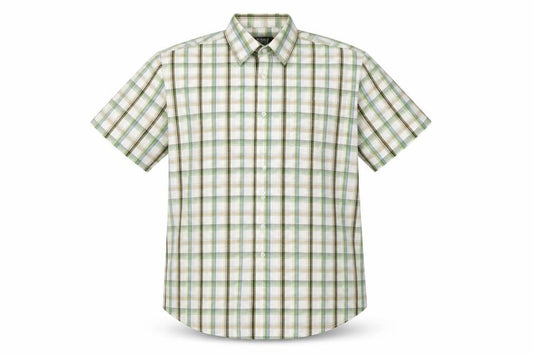 Front view of Matalan men’s green check button-up, size L