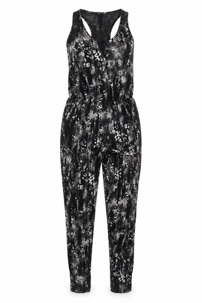 Crafted Womens Black Geometric  Jumpsuit One-Piece Size 8 L27 in