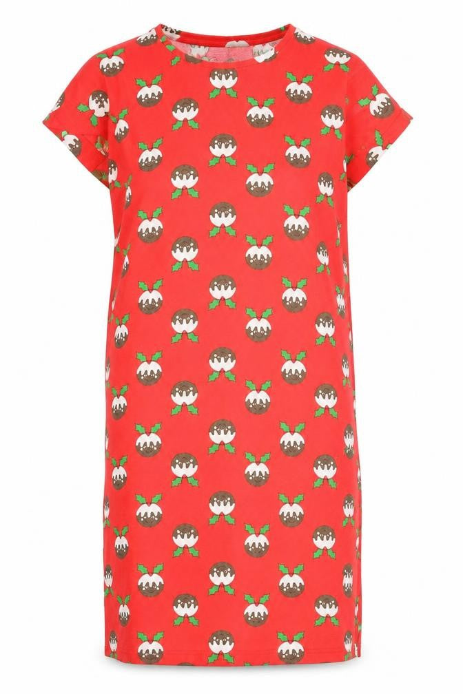 Front view of Pretty Secrets women’s red geometric t-shirt dress, size UK 8
