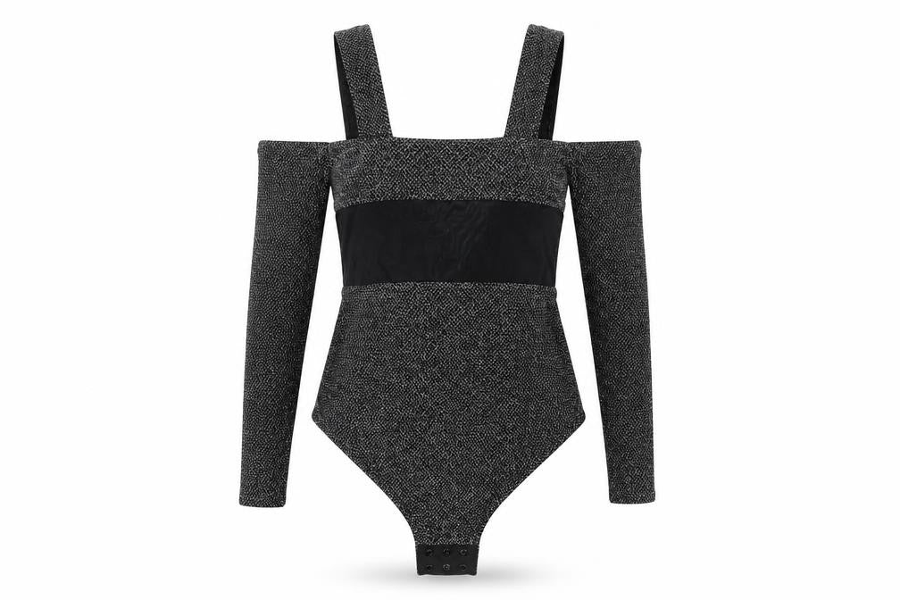 Front view of Simply Be women’s grey argyle/diamond unitard one-piece, size UK 12