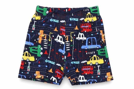 Front view of George Baby Blue Geometric Cropped Trousers, size 9-12, Months - Cars