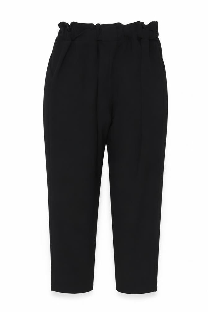 Front view of Preworn women’s black trousers, size S, 26-inch leg