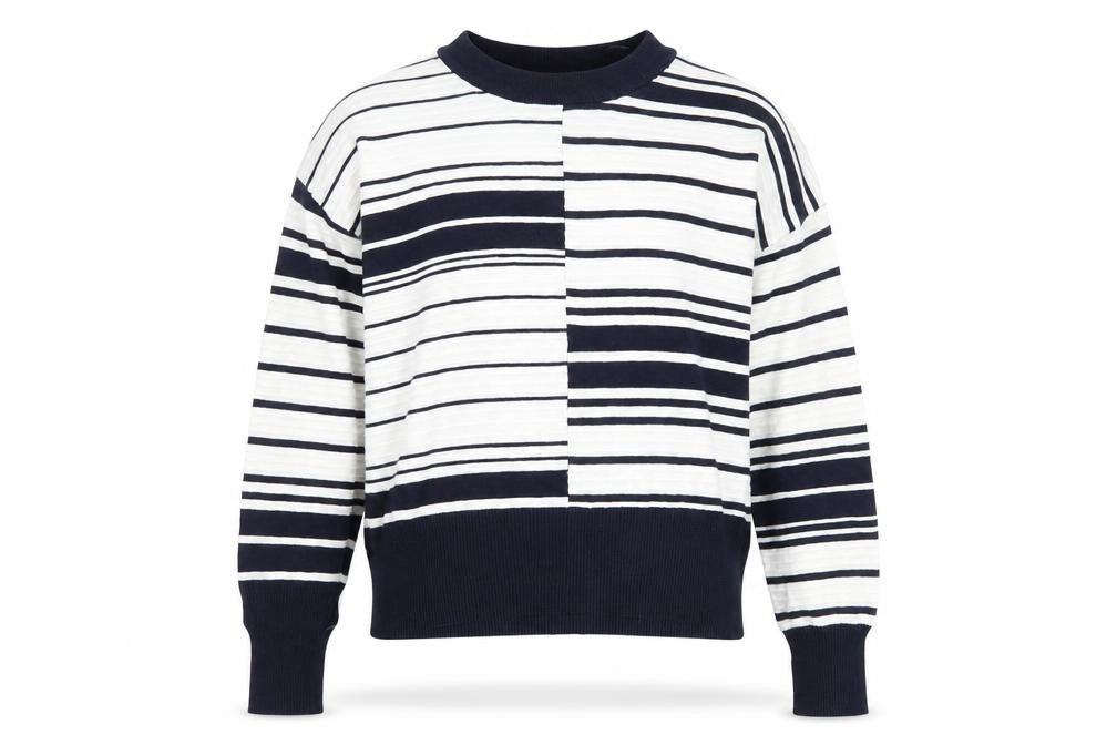 Front view of Topshop women’s multicoloured striped knit jumper, size UK 12