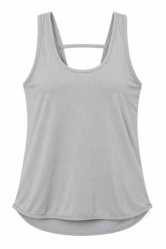 Front view of Race at Your Pace women’s grey basic tank, size S