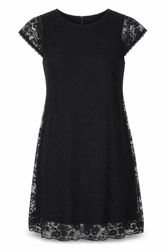Front view of AMARANTO women’s black lace a-line, size UK 8