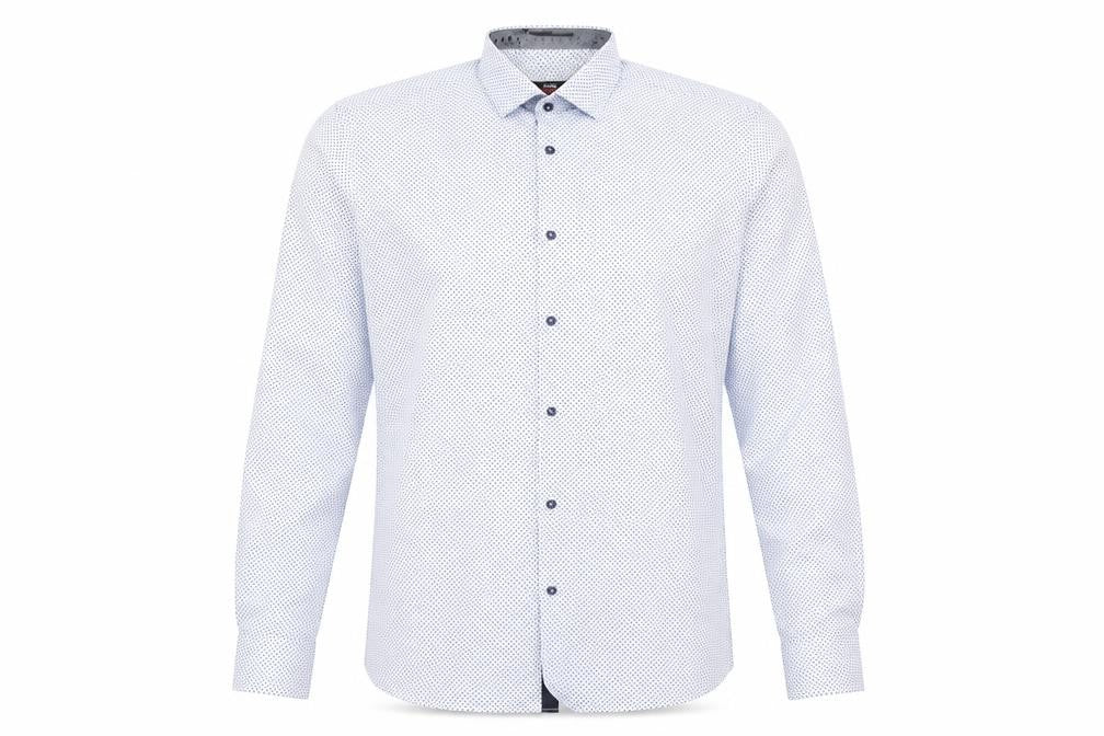 George Mens Blue Polka Dot   Dress Shirt Size 14