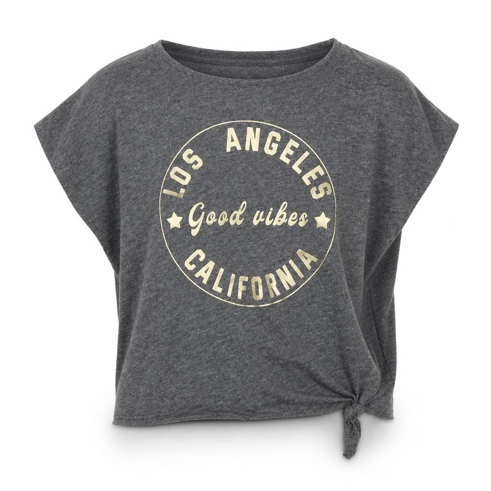 Bluezoo Girls Grey   Cropped T-Shirt Size 5-6 Years