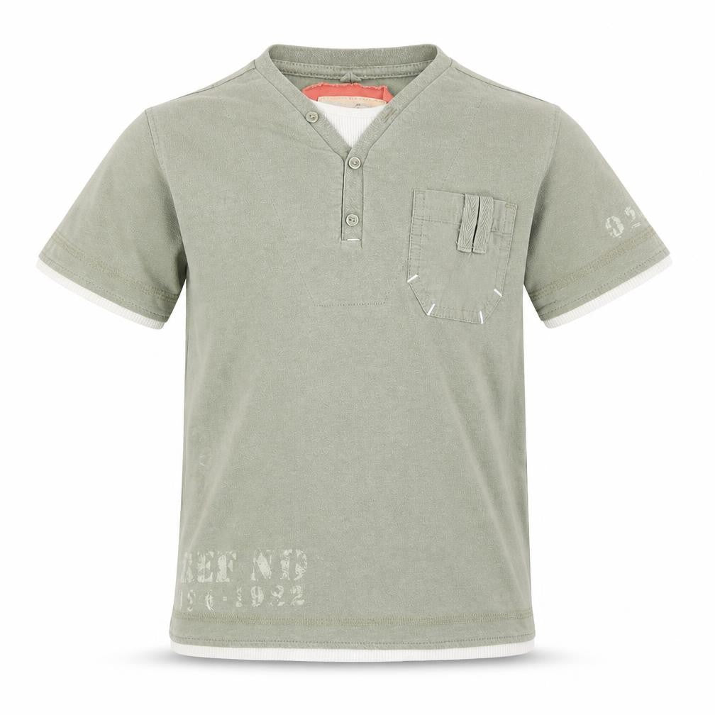Front view of Next boys’ green basic t-shirt, size 6, years