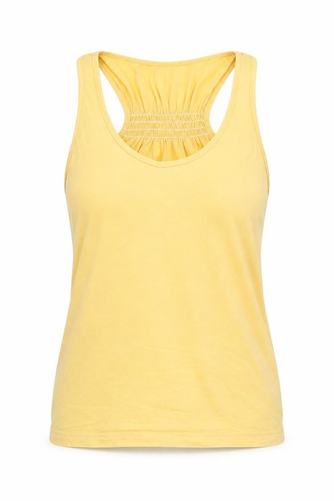 Front view of Dorothy Perkins women’s yellow basic t-shirt, size UK 10