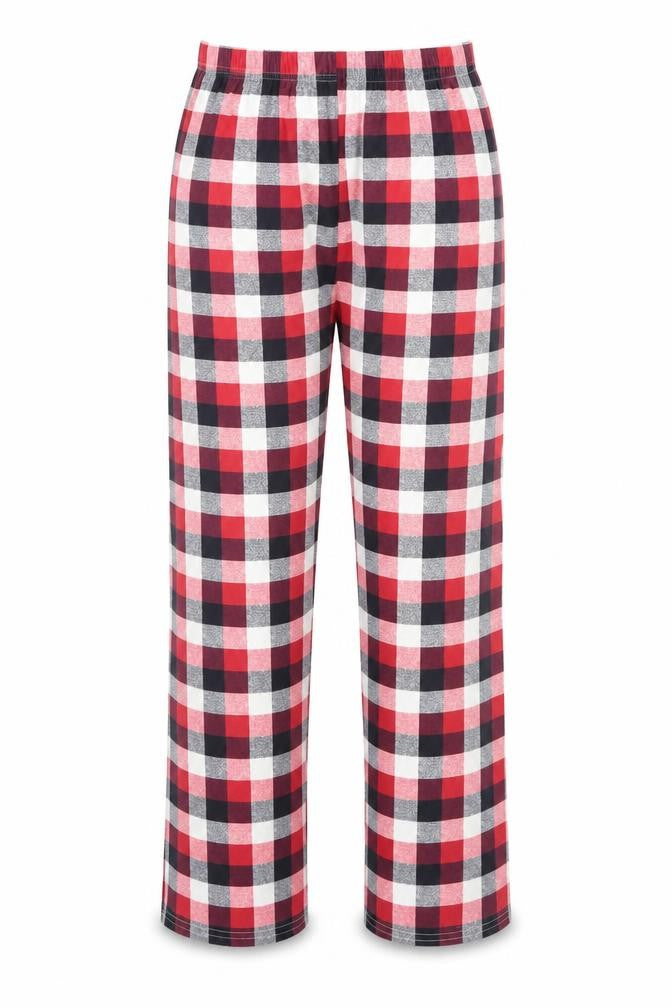 Front view of Preworn women’s red check trousers, size M, 30-inch leg