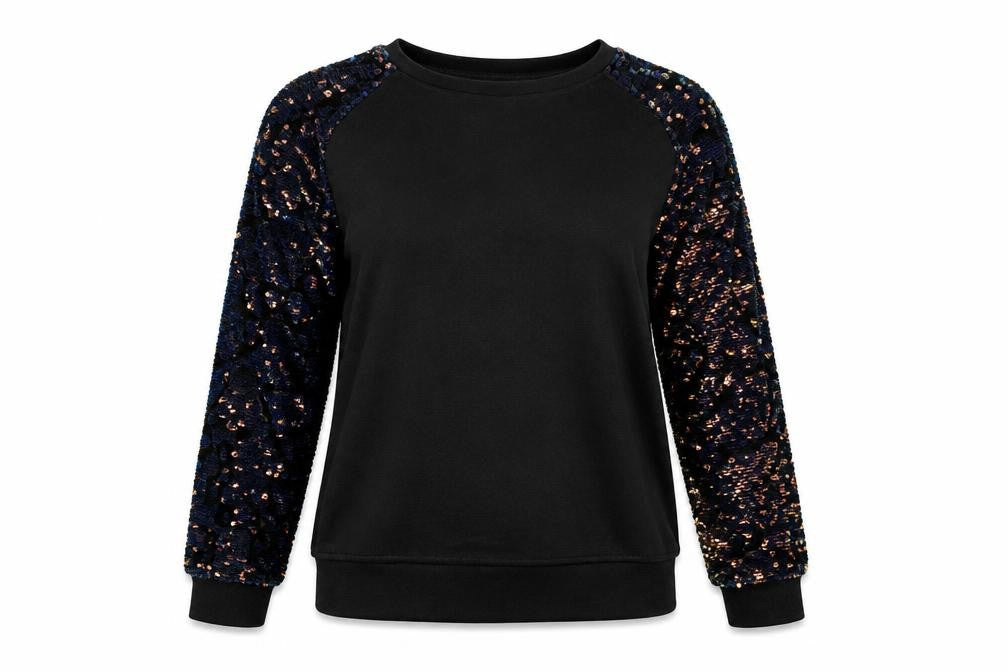 Front view of F&F women’s black pullover sweatshirt, size UK 6