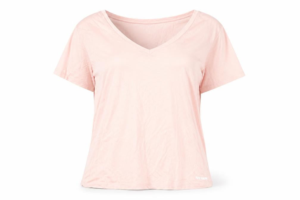 Front view of IVY PARK women’s pink basic t-shirt, size XS