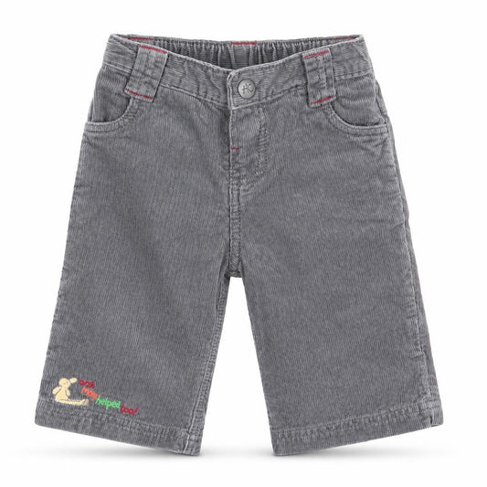 Front view of m girls’ grey capri trousers, size 3-6, months