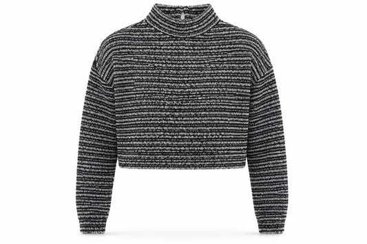 Front view of New Look women’s multicoloured geometric jumper, size UK 6