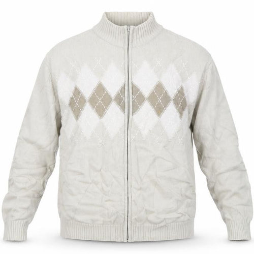 Brooker Mens Brown Argyle/Diamond  Full Zip Sweatshirt Size L