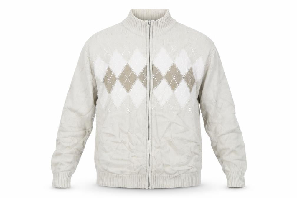 Brooker Mens Brown Argyle/Diamond  Full Zip Sweatshirt Size L