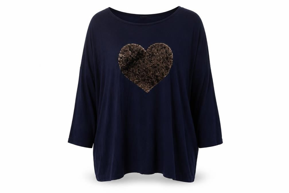 Front view of cotton cub women’s blue pullover sweatshirt, size L