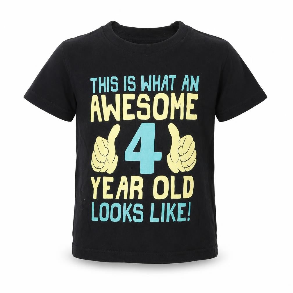 Front view of Fair Wear boys’ black basic t-shirt, size 4, years