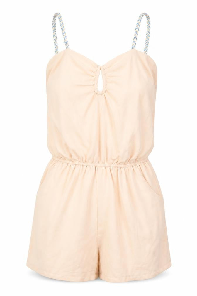 Front view of J S Millenium women’s pink playsuit one-piece, size S