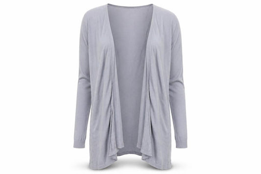 Front view of Next women’s grey cardigan jumper, size UK 10