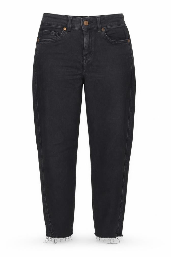 Front view of New Look women’s grey straight jeans, size UK 8, 24-inch leg