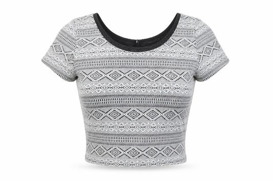 Front view of Divided women’s grey geometric basic blouse, size S