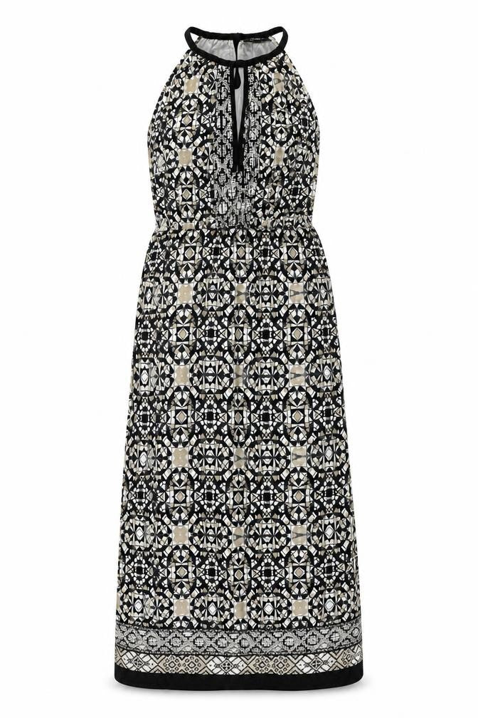 Front view of Wallis women’s beige geometric a-line, size UK 8