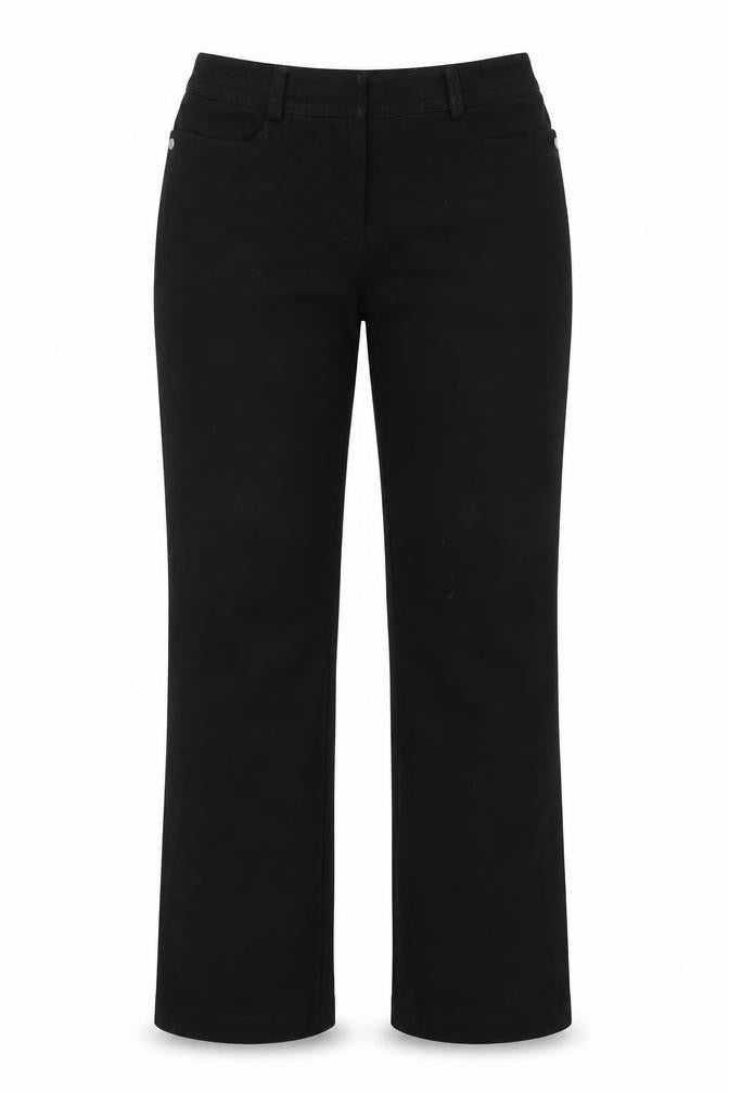 Front view of Michel Rene women’s black trousers, size UK 40, 28-inch leg