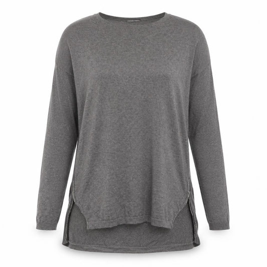 Front view of Warehouse women’s grey jumper, size UK 10